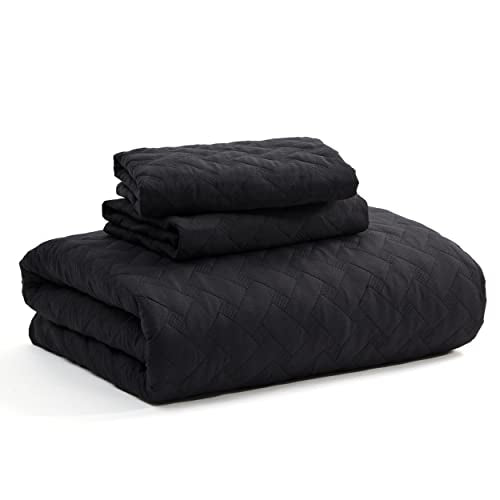 Bedsure Queen Quilt Bedding Set - Lightweight Summer Quilt Full/Queen - Black Bedspreads Queen Size - Bedding Coverlets for All Seasons (Includes 1 Quilt, 2 Pillow Shams)