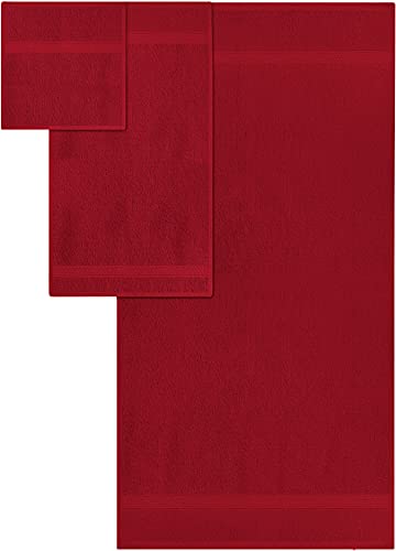 Utopia Towels 8-Piece Premium Towel Set, 2 Bath Towels, 2 Hand Towels, and 4 Wash Cloths, 600 GSM 100% Ring Spun Cotton Highly Absorbent Towels for Bathroom, Gym, Hotel, and Spa (Red)