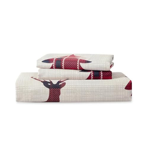 Bedsure Christmas Duvet Cover Queen - Christmas Bedding Queen Size, Reversible Buffalo Check Printed Christmas Plaid Duvet Cover, Includes 1 Duvet Cover and 2 Pillow Shams (Queen, Reindeer)