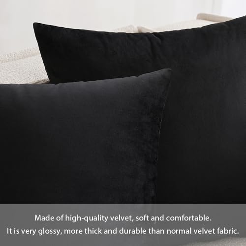MIULEE Pack of 2, Velvet Soft Solid Decorative Square Throw Pillow Covers Set Cushion Cases Pillowcases for Home, Sofa Bedroom Car 18 x 18 Inch 45 x 45 Cm, Black