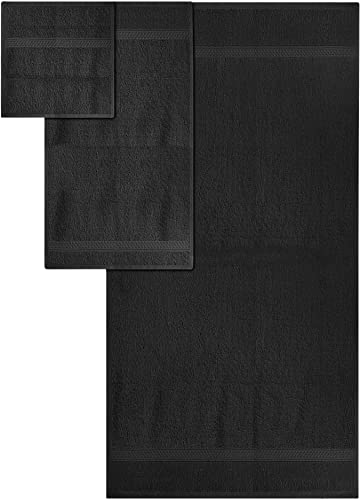 Utopia Towels 8-Piece Premium Towel Set, 2 Bath Towels, 2 Hand Towels, and 4 Wash Cloths, 600 GSM 100% Ring Spun Cotton Highly Absorbent Towels for Bathroom, Gym, Hotel, and Spa (Black)