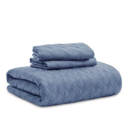 Bedsure Queen Quilt Bedding Set - Lightweight Summer Quilt Full/Queen - Mineral Blue Bedspread Queen Size - Bedding Coverlet for All Seasons (Includes 1 Quilt, 2 Pillow Shams)