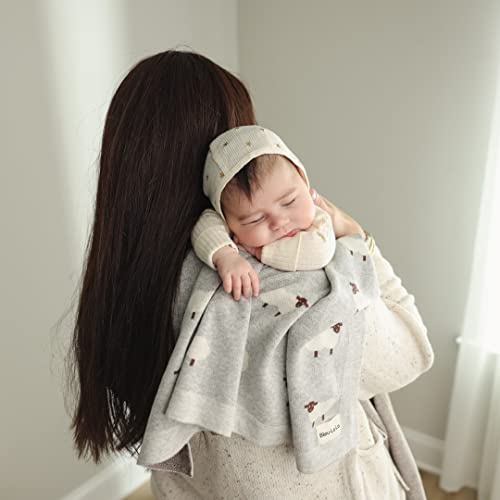 Sheep/Grey Lightweight Unisex Baby Swaddle Blanket - 100% Luxury Cotton