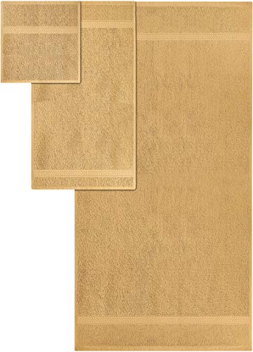 Utopia Towels 8-Piece Premium Towel Set, 2 Bath Towels, 2 Hand Towels, and 4 Wash Cloths, 600 GSM 100% Ring Spun Cotton Highly Absorbent Towels for Bathroom, Gym, Hotel, and Spa (Beige)