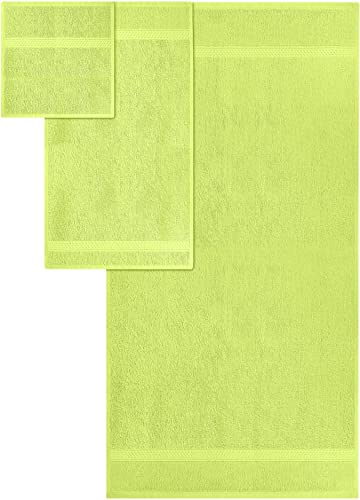 Utopia Towels 8-Piece Premium Towel Set, 2 Bath Towels, 2 Hand Towels, and 4 Wash Cloths, 600 GSM 100% Ring Spun Cotton Highly Absorbent Towels for Bathroom, Gym, Hotel, and Spa (Neon Green)