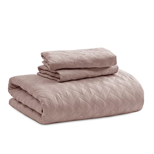 Bedsure Queen Quilt Bedding Set - Lightweight Summer Quilt Full/Queen - Dusty Rose Bedspread Queen Size - Bedding Coverlet for All Seasons (Includes 1 Quilt, 2 Pillow Shams)