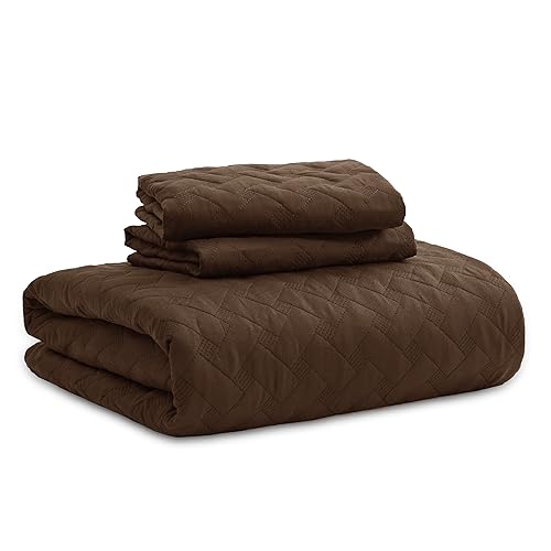 Bedsure King Size Quilt Set - Lightweight Summer Quilt King - Brown Bedspread King Size - Bedding Coverlet for All Seasons (Includes 1 Quilt, 2 Pillow Shams)