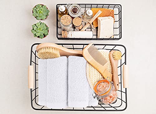 Utopia Towels 24 Pack Cotton Washcloths Set - 100% Ring Spun Cotton, Premium Quality Flannel Face Cloths, Highly Absorbent and Soft Feel Fingertip Towels (Black, White)