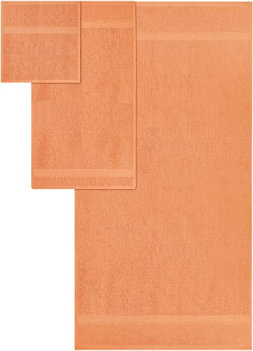 Utopia Towels 8-Piece Premium Towel Set, 2 Bath Towels, 2 Hand Towels, and 4 Wash Cloths, 600 GSM 100% Ring Spun Cotton Highly Absorbent Towels for Bathroom, Gym, Hotel, and Spa (Peach)