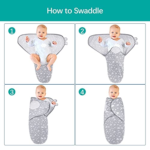 Baby Swaddles 0-3 Months, Grey Print, 2 Pack