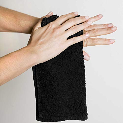 Utopia Towels 24 Pack Cotton Washcloths Set - 100% Ring Spun Cotton, Premium Quality Flannel Face Cloths, Highly Absorbent and Soft Feel Fingertip Towels (Black, White)