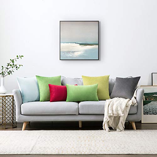 MIULEE Pack of 2 Velvet Pillow Covers Decorative Square Pillowcase Soft Solid Cushion Case for Spring Sofa Bedroom Car 18x18 Inch Lime Green