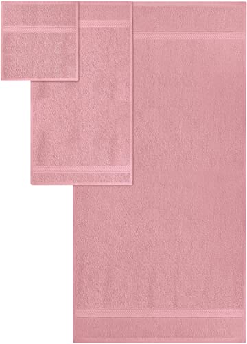 Utopia Towels 8-Piece Premium Towel Set, 2 Bath Towels, 2 Hand Towels, and 4 Wash Cloths, 600 GSM 100% Ring Spun Cotton Highly Absorbent Towels for Bathroom, Gym, Hotel, and Spa (Dusty Pink)