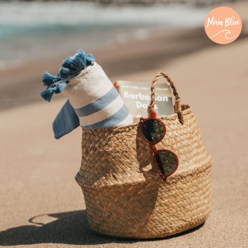 Navy Striped Turkish Beach Towel – 100% Cotton, Quick Dry