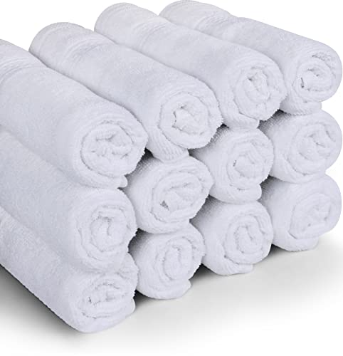 Utopia Towels [12 Pack Premium Wash Cloths Set (12 x 12 Inches) 100% Cotton Ring Spun, Highly Absorbent and Soft Feel Essential Washcloths for Bathroom, Spa, Gym, and Face Towel (White)