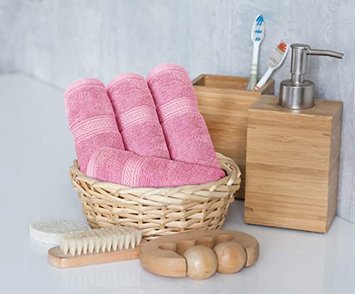 Utopia Towels 8-Piece Premium Towel Set, 2 Bath Towels, 2 Hand Towels, and 4 Wash Cloths, 600 GSM 100% Ring Spun Cotton Highly Absorbent Towels for Bathroom, Gym, Hotel, and Spa (Pink)