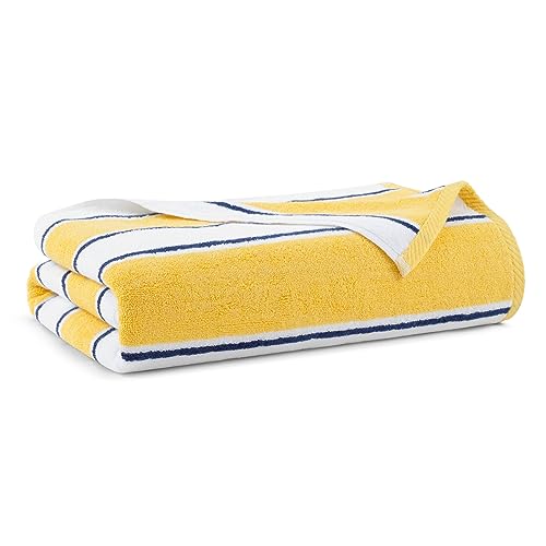 Yellow/Navy Oversized Beach Towel - 100% Ring Spun Cotton, 600 GSM Soft Quick Dry