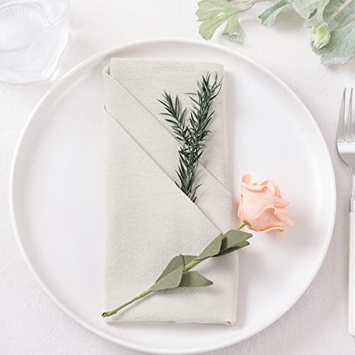 Socomi Cotton Linen Napkins Bulk 17"x17" Stonewashed Cloth Dinner Napkins Rustic Thick Table Napkins for Fall Thanksgiving Christmas Party Wedding Decoration (Set of 6, Beige)