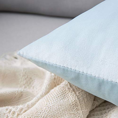 MIULEE Pack of 2 Velvet Pillow Covers Decorative Square Pillowcase Soft Solid Cushion Case for Spring Sofa Bedroom Car 18x18 Inch Baby Blue