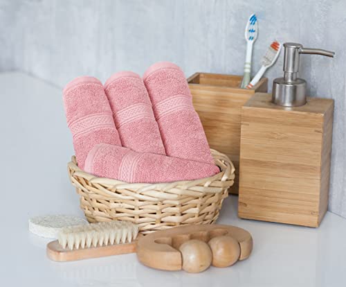 Utopia Towels 8-Piece Premium Towel Set, 2 Bath Towels, 2 Hand Towels, and 4 Wash Cloths, 600 GSM 100% Ring Spun Cotton Highly Absorbent Towels for Bathroom, Gym, Hotel, and Spa (Dusty Pink)