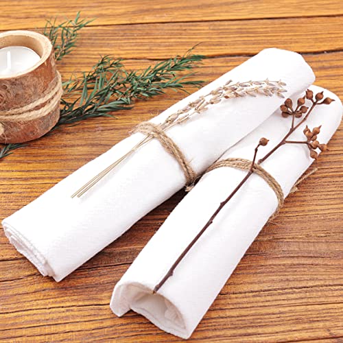 Socomi Cotton Linen Napkins Bulk 17"x17" Stonewashed Cloth Dinner Napkins Rustic Thick Table Napkins for Fall Thanksgiving Christmas Party Wedding Decoration (Set of 6, White)