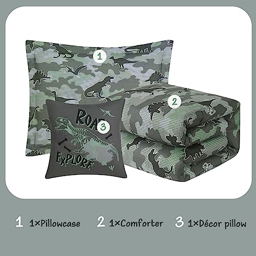 Kaleido Space KALEIDOSPACE Kids Comforter Set Twin Size for Boys, Glow in The Dark Dinosaur Bedding Set Twin-1 Twin Comforter, 1 Decor Pillow, 1 Pillow Sham
