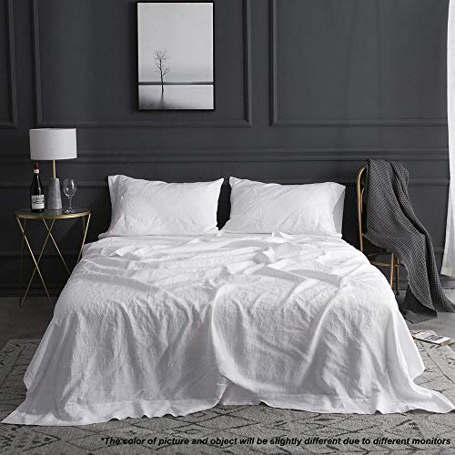 White French Linen Pillowcase Queen Size Set of 2