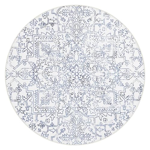 Lahome Boho Washable Circle Rug, Small Round Rugs 5ft for Living Room Farmhouse Soft Round Bedroom Kitchen Rug, Bohemian Non Slip Non-Shedding Dining Room Rugs for Under Table Office