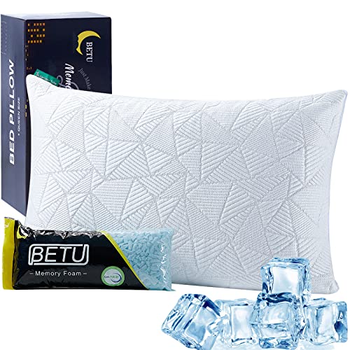 White Shredded Memory Foam Cooling Pillow, Loft Adjustable, 1 Pack