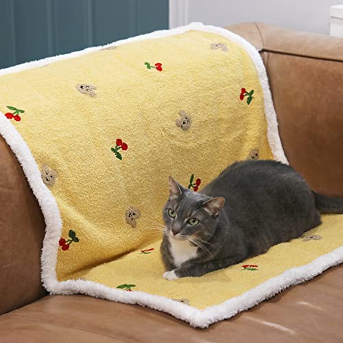 Yellow Soft Fluffy Washable Throw Blanket for Cats and Dogs (38x33 inch)