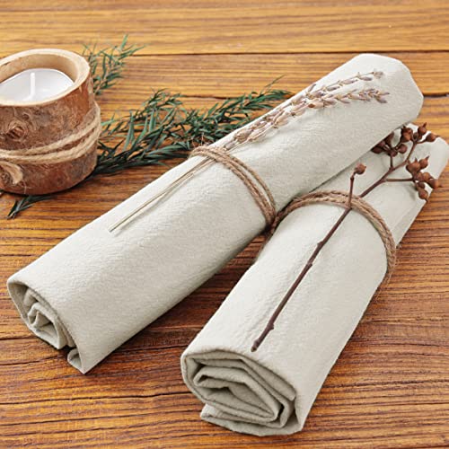 Socomi Cotton Linen Napkins Bulk 17"x17" Stonewashed Cloth Dinner Napkins Rustic Thick Table Napkins for Fall Thanksgiving Christmas Party Wedding Decoration (Set of 6, Beige)