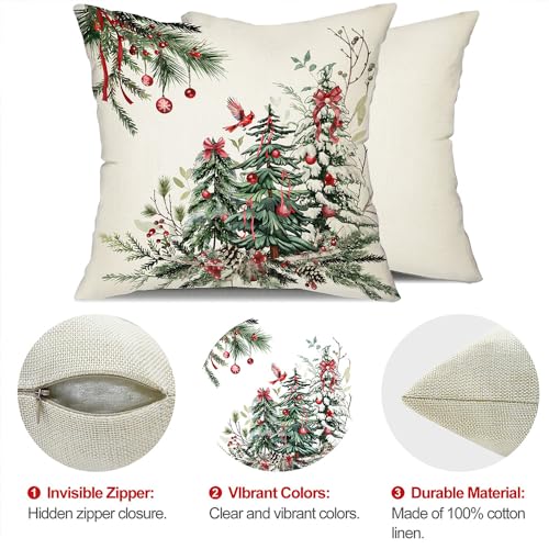 DFXSZ Christmas Pillow Covers 18x18 Inch Set of 2 Christmas Tree Decorative Throw Pillows Winter Christmas Decor for Home Couch 35
