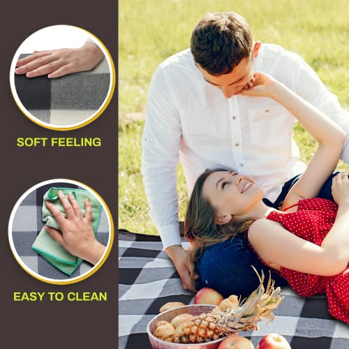 Black and Gray Checkered Fleece Beach and Picnic Blanket