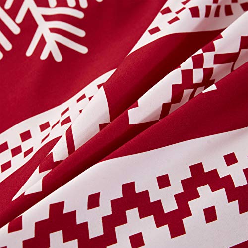 LAMEJOR Christmas Duvet Cover Set Queen Size Snowflake Decor Red Bedding Set Luxury Holiday Decoration(1 Duvet Cover+2 Pillowcases)