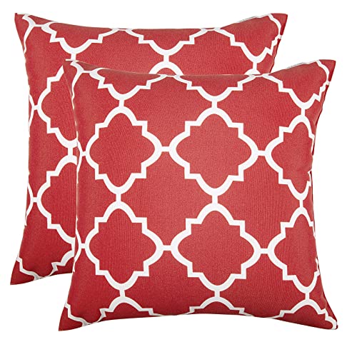 JMGBird Outdoor Pillows for Patio Furniture 18''x18'' Waterproof Decorative Patio Furniture Pillows Indoor Throw Pillows with Inserts, Square Throw Pillow for Couch, Bed, Sofa, Bench, Chair, Set of 2