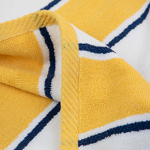 Yellow/Navy Oversized Beach Towel - 100% Ring Spun Cotton, 600 GSM Soft Quick Dry