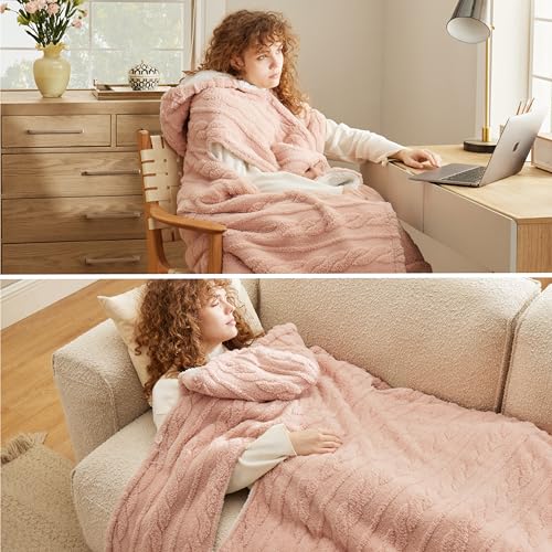 Rose Hooded Wearable Poncho Blanket, Sleeveless