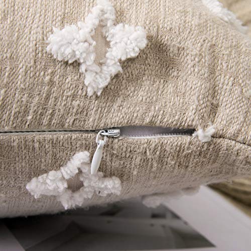 MIULEE Set of 2 Decorative Throw Pillow Covers Rhombic Jacquard Pillowcase Soft Square Cushion Case for Couch Sofa Bed Bedroom Living Room, 18x18 Inch, Beige