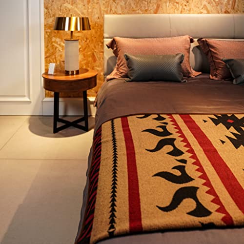 PuTian Merino Wool Blanket - 51" x 63" Thick Warm Soft Washable Twin Throw - Great for Bed, Couch, Camping, Outdoor, Pets, Travel, Kaki