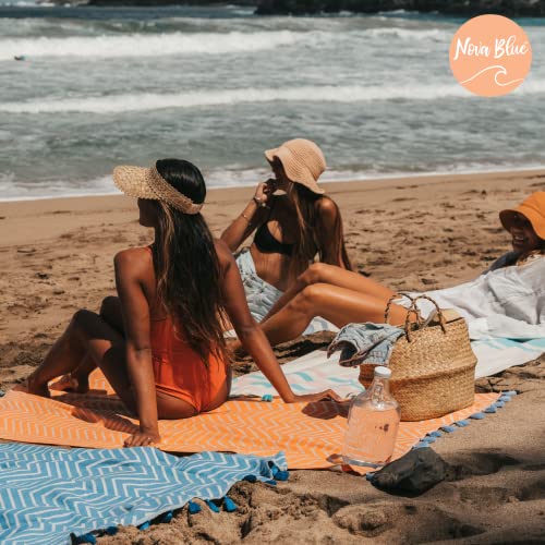 Orange Zigzag XL Beach Towel, 100% Turkish Cotton - Sand Resistant, Quick Dry