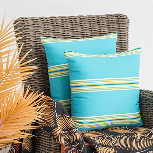 JMGBird Outdoor Pillows for Patio Furniture 18''x18'' Waterproof Decorative Patio Furniture Pillows Indoor Throw Pillows with Inserts, Square Throw Pillow for Couch, Sofa, Bench, Chair,Set of 2