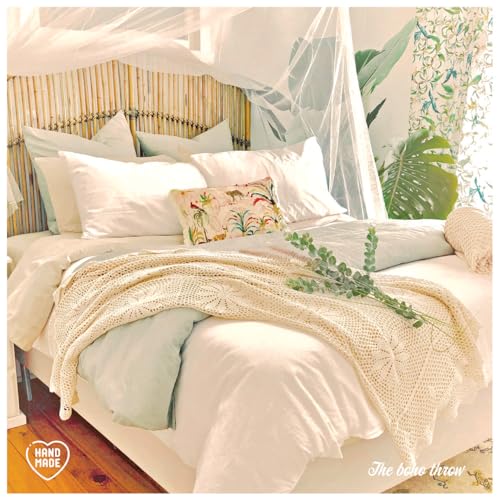 Boho Crochet Throw Blanket - 100% Hand Knitted