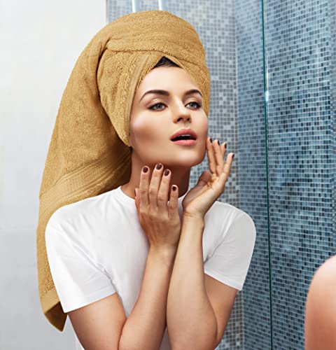 Utopia Towels 8-Piece Premium Towel Set, 2 Bath Towels, 2 Hand Towels, and 4 Wash Cloths, 600 GSM 100% Ring Spun Cotton Highly Absorbent Towels for Bathroom, Gym, Hotel, and Spa (Beige)