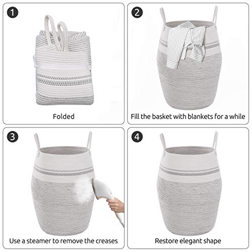 XL Woven Storage Basket (White/Beige)