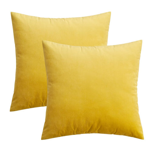 MIULEE Pack of 2 Velvet Soft Solid Decorative Square Throw Pillow Covers Set Cushion Case for Spring Sofa Bedroom Car 18x18 Inch 45x45 Cm Lemon Yellow