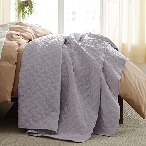 Bedsure Queen Quilt Bedding Set - Lightweight Summer Quilt Full/Queen - Raindrops Purple Bedspread Queen Size - Bedding Coverlet for All Seasons (Includes 1 Quilt, 2 Pillow Shams)