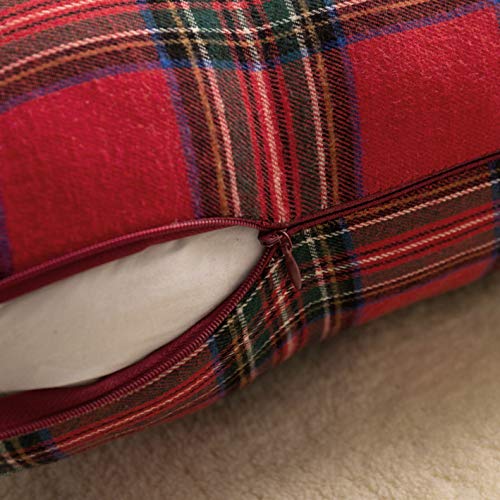 AQOTHES Pack of 2 Christmas Plaid Decorative Throw Pillow Covers Scottish Tartan Cushion Case for Farmhouse Home Holiday Decor Red and Green, 18 x 18 Inches
