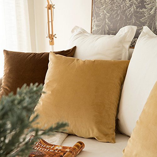 MIULEE Pack of 2, Velvet Soft Solid Decorative Square Throw Pillow Covers Set Cushion Case for Sofa Bedroom Car 18 x 18 Inch 45 x 45 Cm