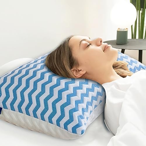 Pillows Queen Size for Bed - Adjustable Firm Pillow for Back Stomach and Side Sleeper - Shredded Memory Foam Cooling Bamboo Pillow for Neck and Shoulder Pain with Washable Cover