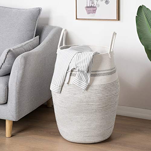 XL Woven Storage Basket (White/Beige)
